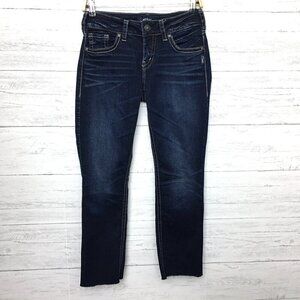Silver Jeans Women's Suki Straight Leg Low Rise Frayed Hems size 27 length 28"